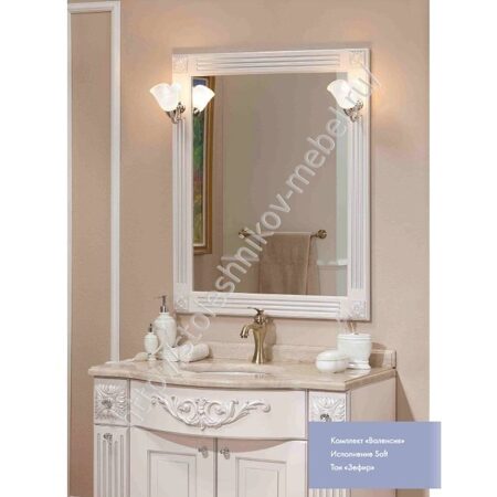 Комплект мебели для ванной комнаты "Валенсия" с зеркалом в прямой раме 1000 со столешницей и умывальником